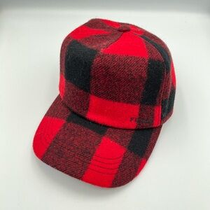 C.C. Filson Wool Hat Red Black Buffalo Check Plaid Cap Hunting